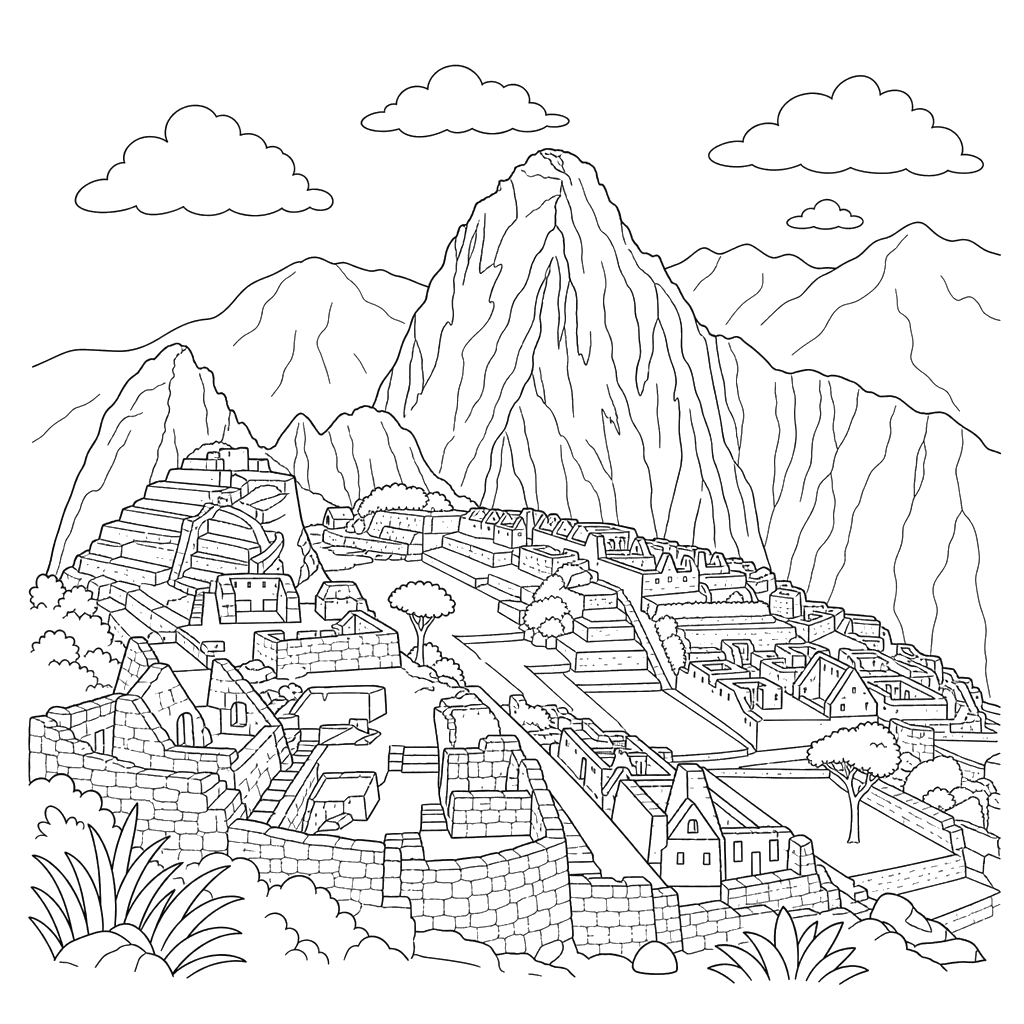 Machu Picchu Coloring Page