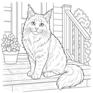 Maine Coon Cat on the Porch