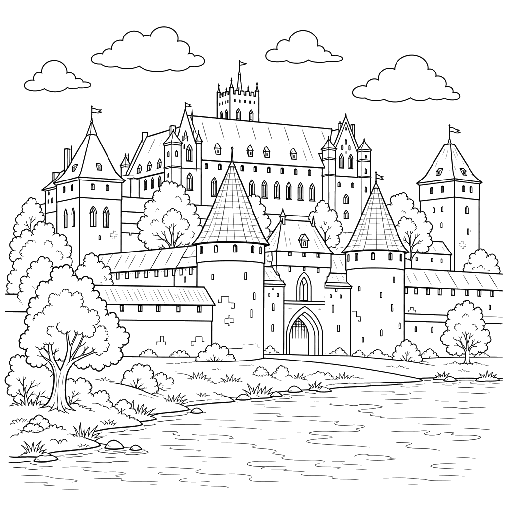 Malbork Castle Poland Coloring Page