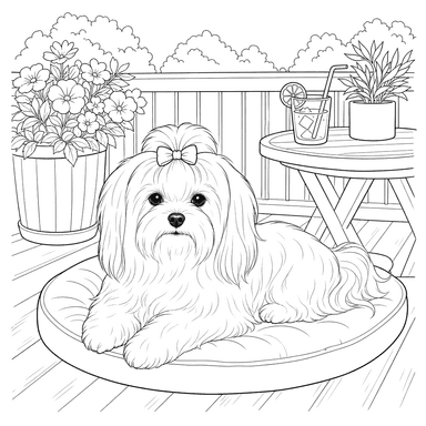 Maltese Dog on a Summer Veranda