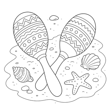 Maracas on the Sand Coloring Page