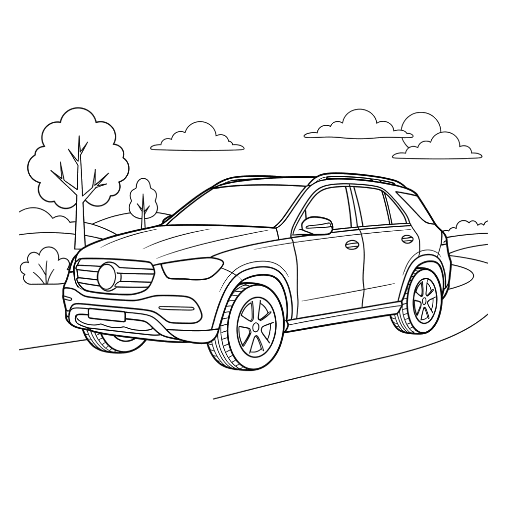 Mercedes-Benz GLE Coloring Page for Kids