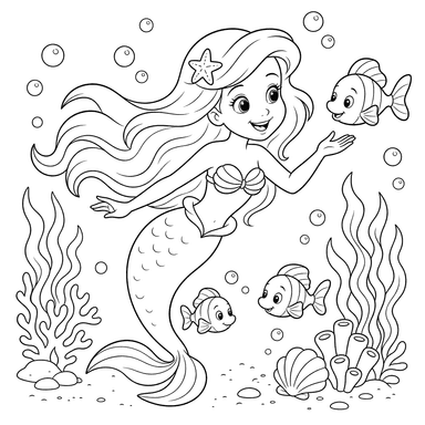 Mermaid Swimming with Fish