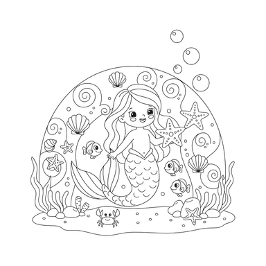 Mermaid's Underwater Home Decor Coloring Page