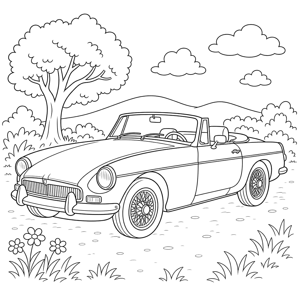 MG MGB Roadster Coloring Page