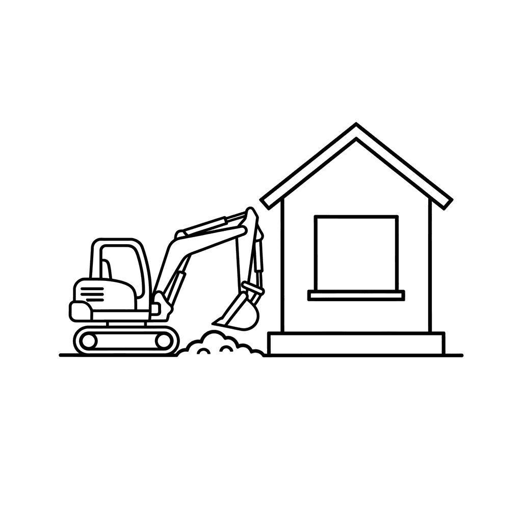 Mini-Excavator Coloring Page