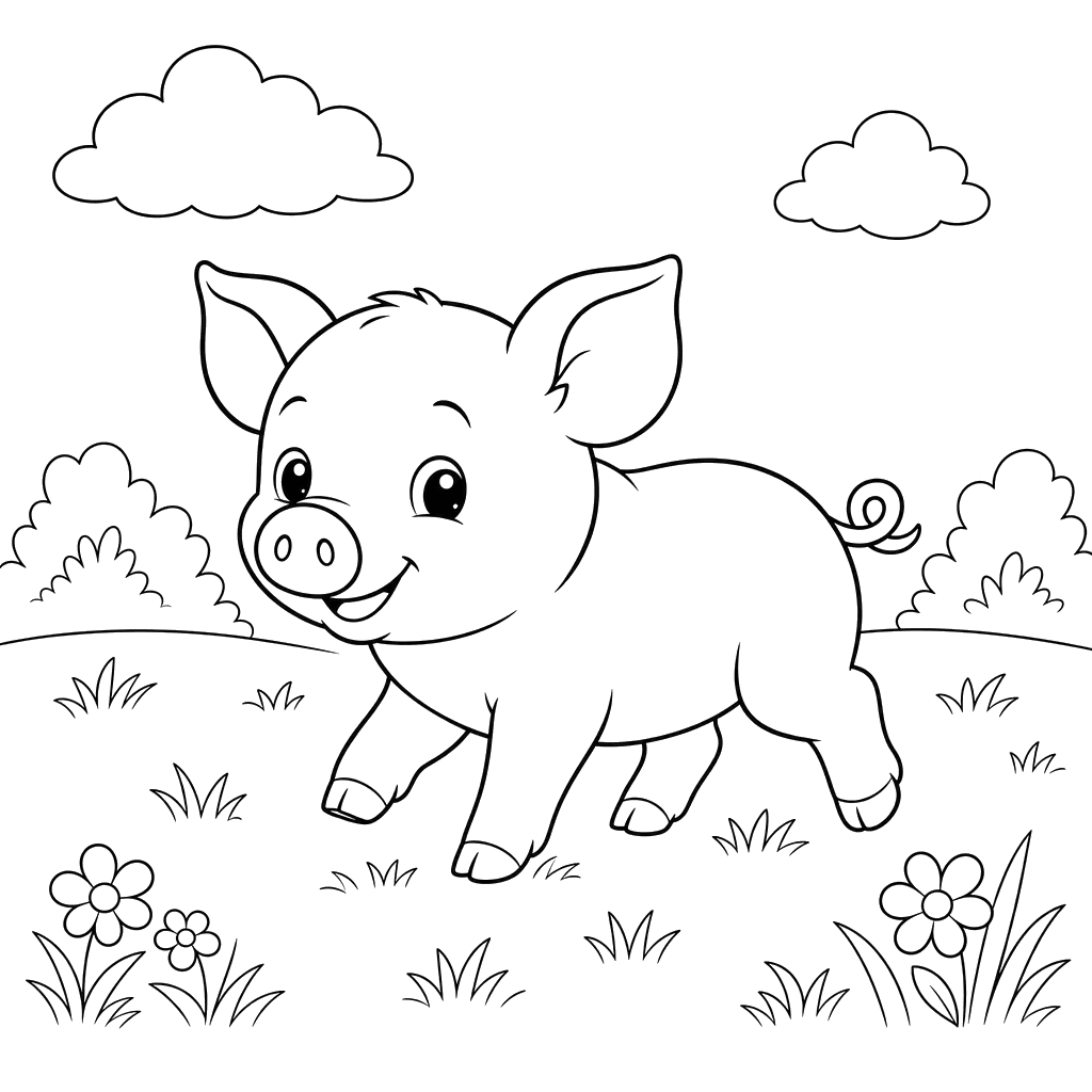 Cute Mini Pig in the Grass