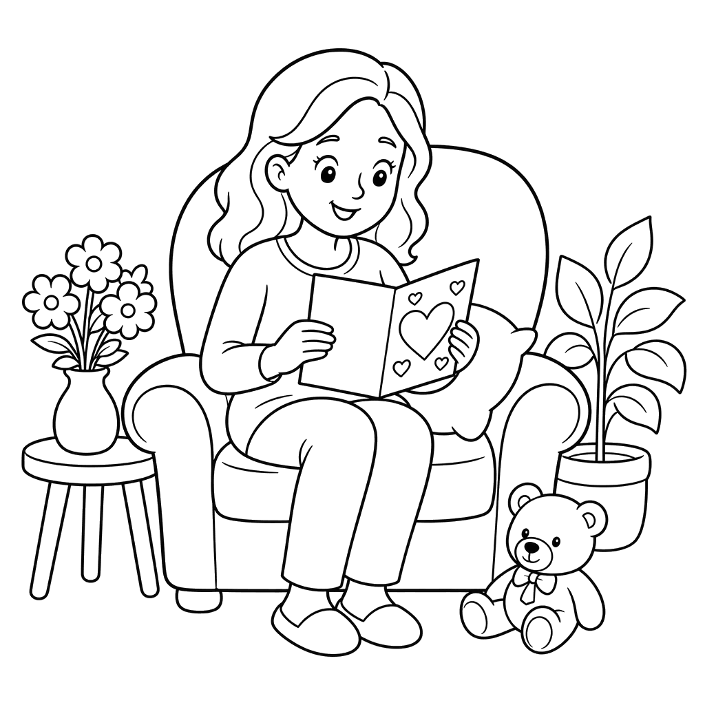 Mom Reading a Child's Card