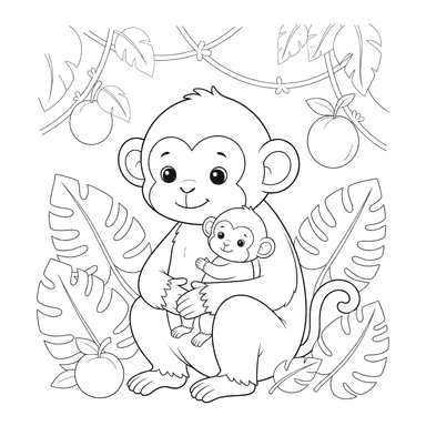 Monkey and Baby in Jungle