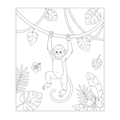 Monkey Swinging on a Vine Coloring Page
