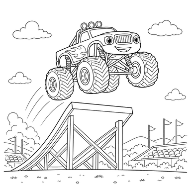 Monster Truck Jump Coloring Page