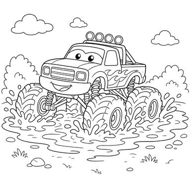 Monster Truck in Mud Puddle
