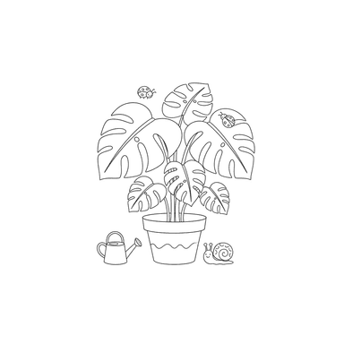 Monstera Plant Coloring Page