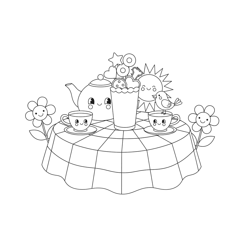 Morning Tea Party Coloring Page