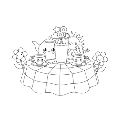 Morning Tea Party Coloring Page