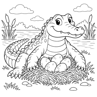 Mother Alligator Guarding Nest