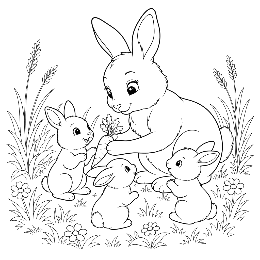 Mother Rabbit and Bunnies