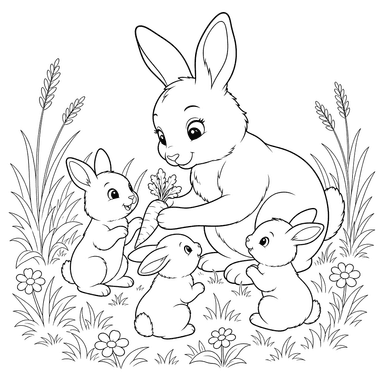 Mother Rabbit and Bunnies