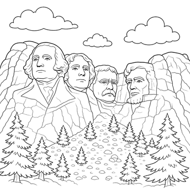 Mount Rushmore Coloring Page
