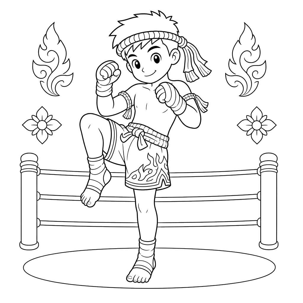 Muay Thai Coloring Page