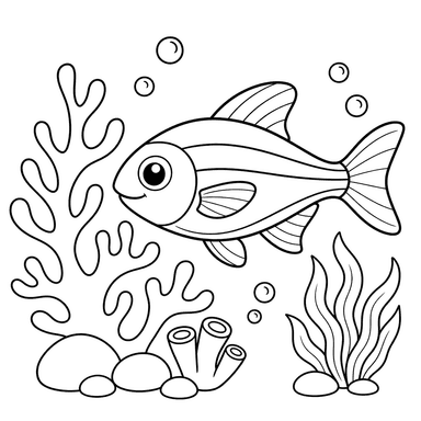 Neon Fish by Coral — Coloring Page
