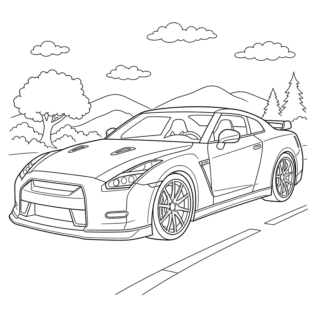 Nissan GT-R R35 Coloring Page
