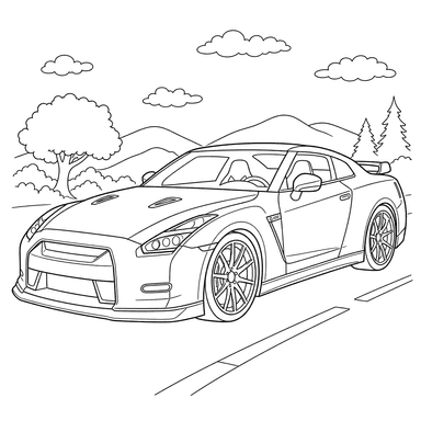 Nissan GT-R R35 Coloring Page