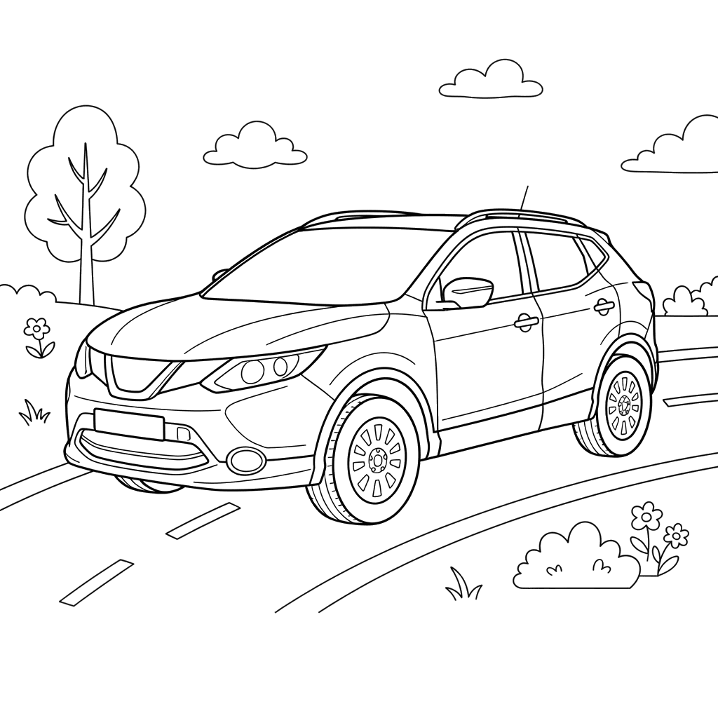 Nissan Qashqai Car Coloring Page