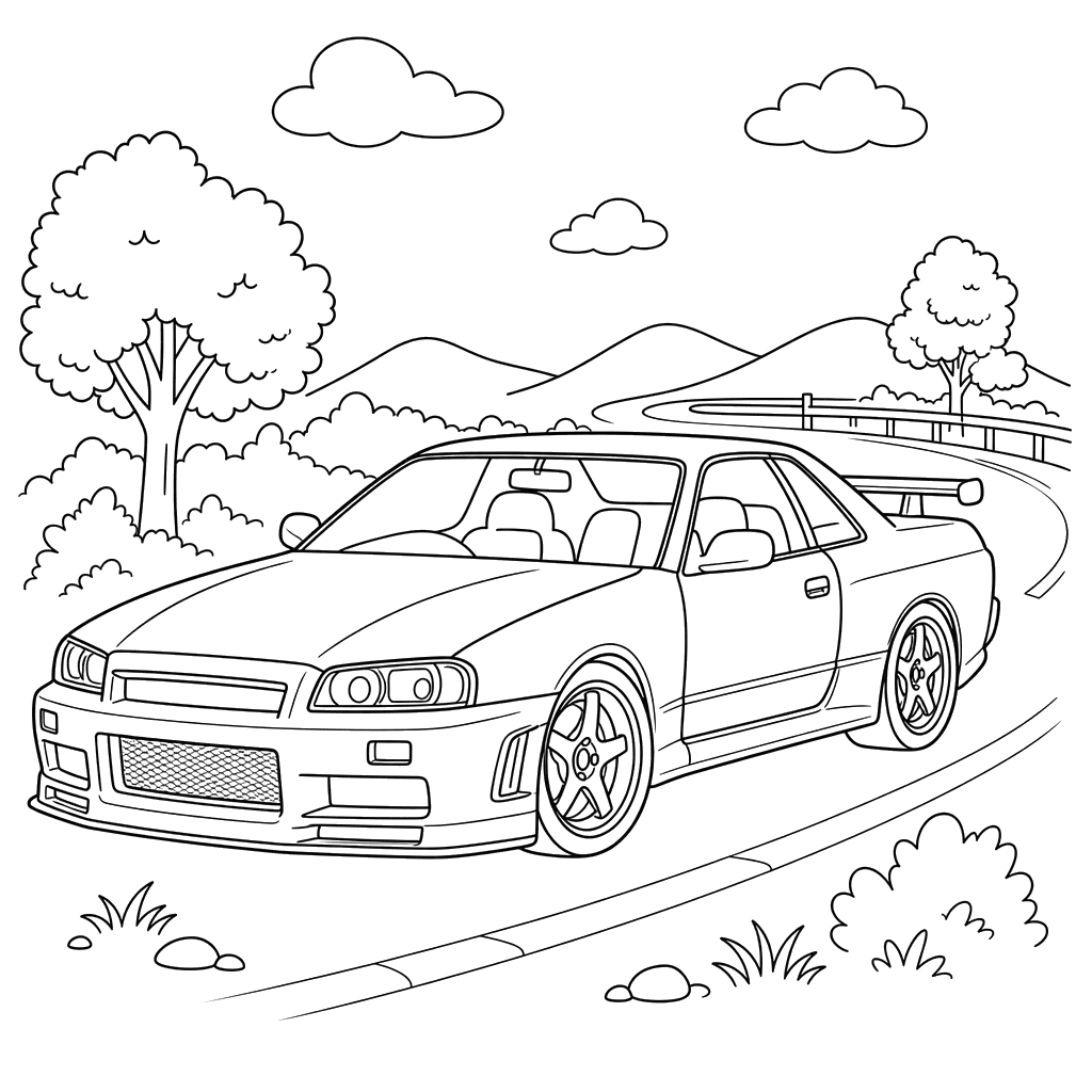 Nissan Skyline GT-R Coloring Page