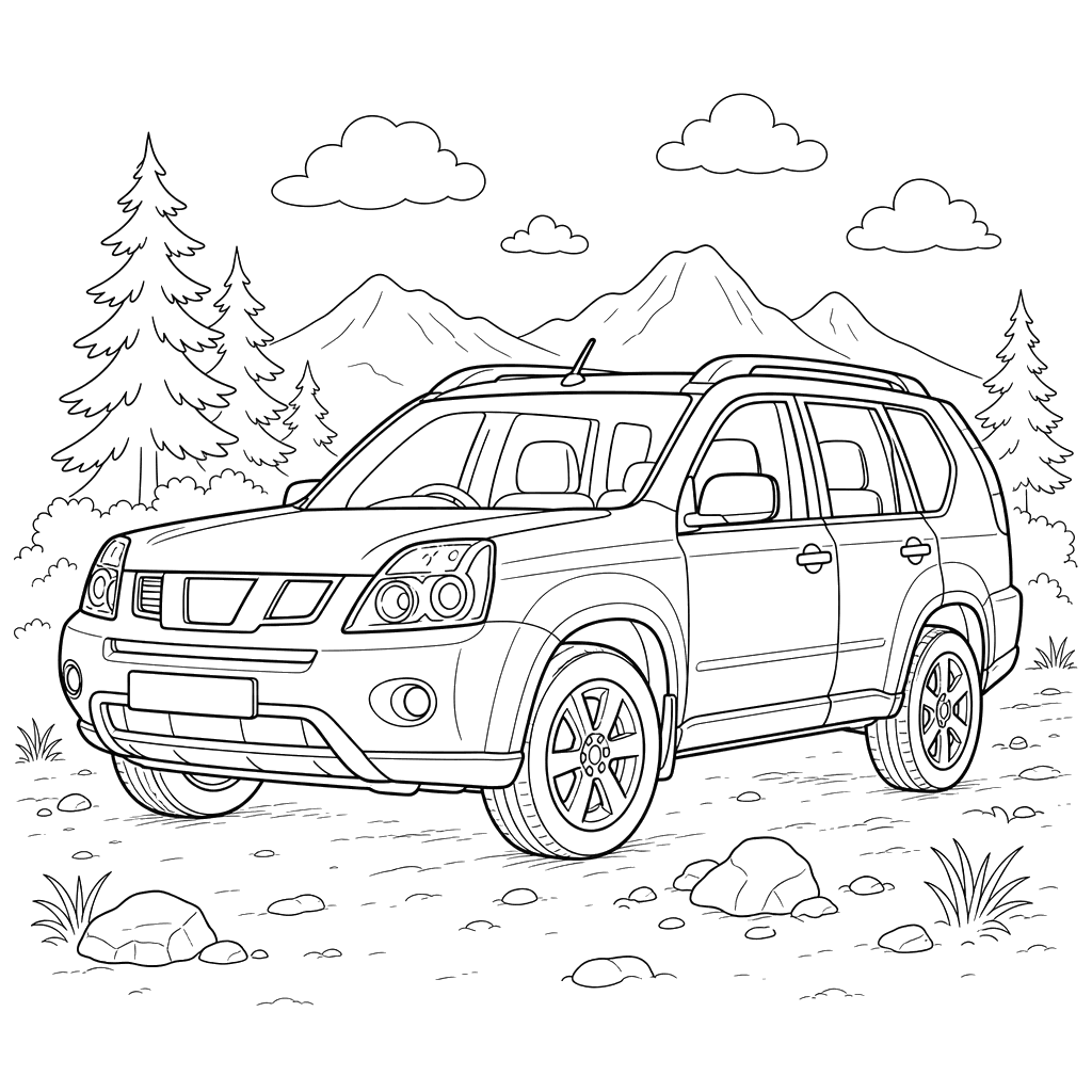 Nissan X-Trail SUV Coloring Page