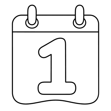 Calendar Number 1 Coloring Page