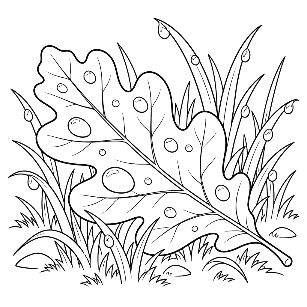 Autumn Oak Leaf in the Grass