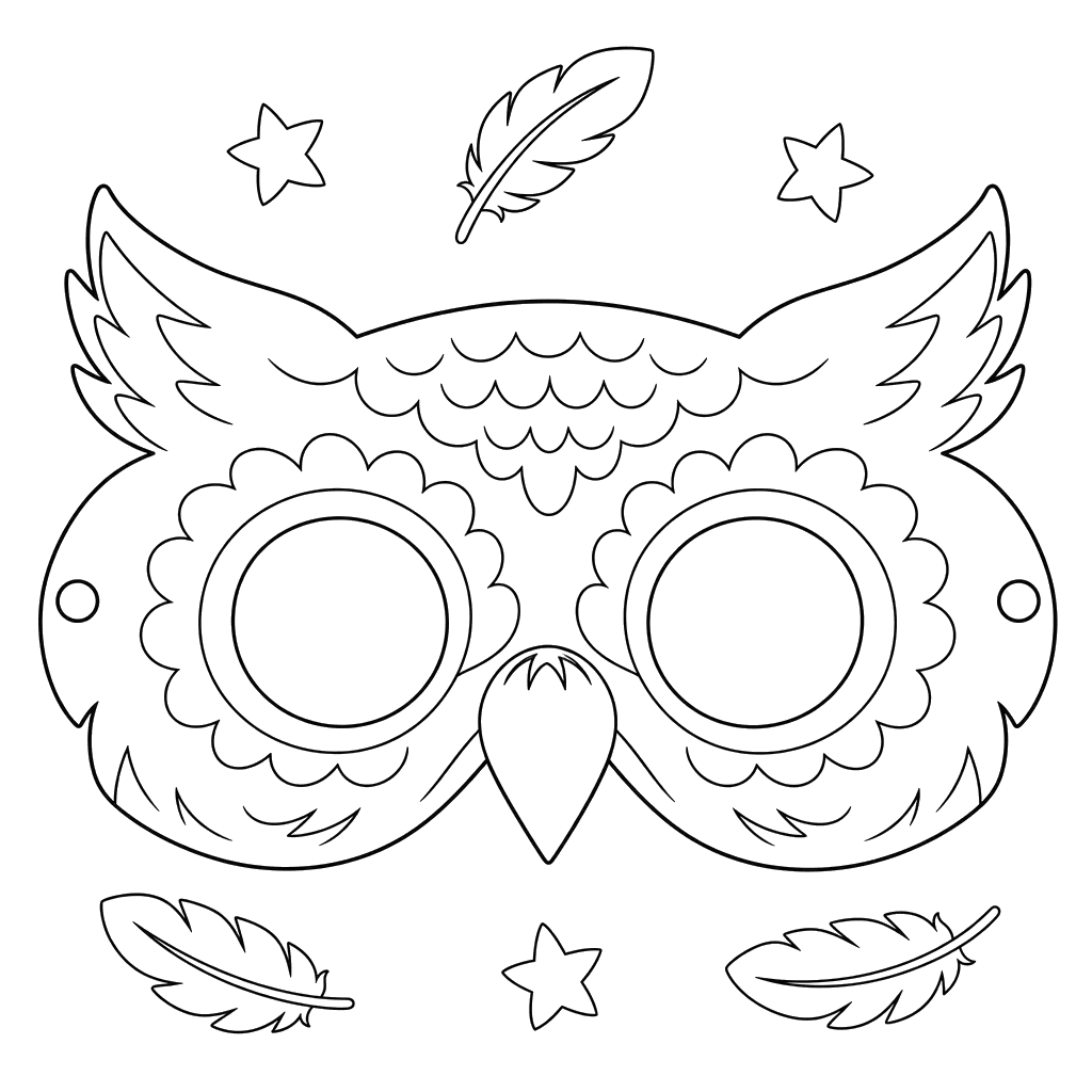 Printable Owl Mask Coloring Page