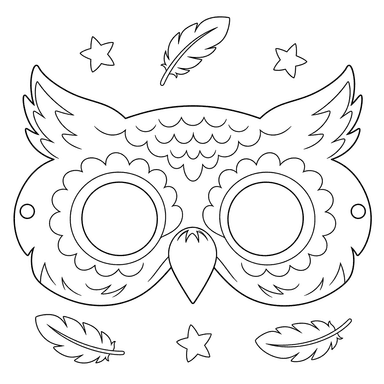Printable Owl Mask Coloring Page