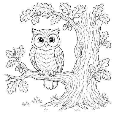 Owl on Oak Branch