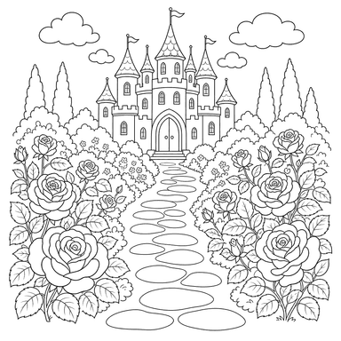 Path to the Palace Rose Garden Coloring Page