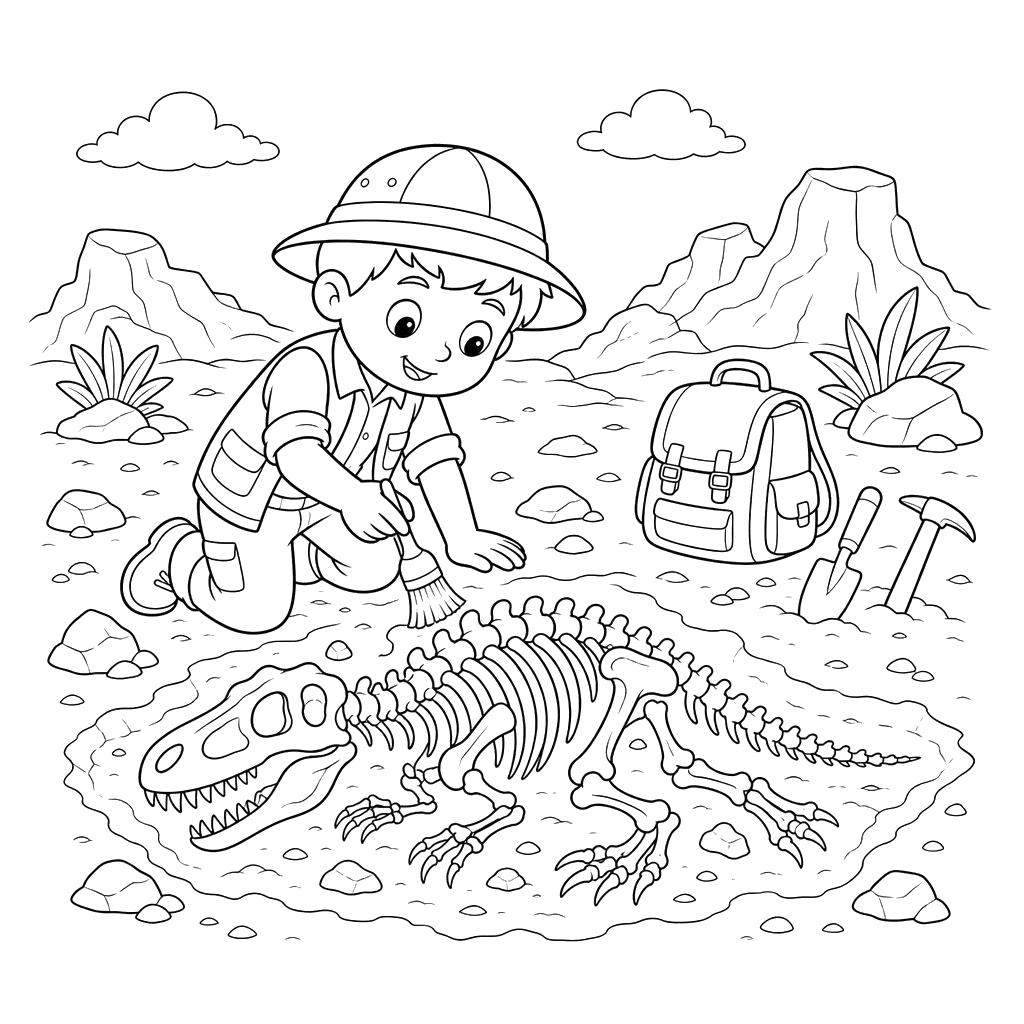 Paleontologist Coloring Page