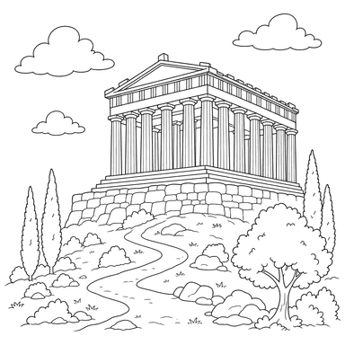 Parthenon Temple Coloring Page