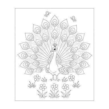 Peacock Fanning Tail Coloring Page