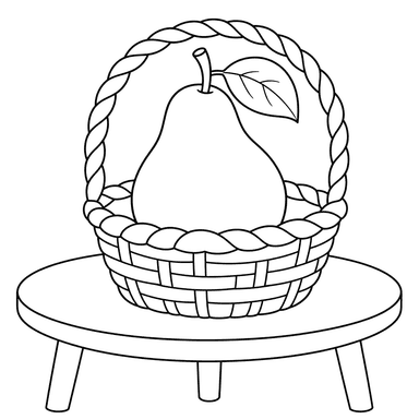Pear in a Basket Coloring Page