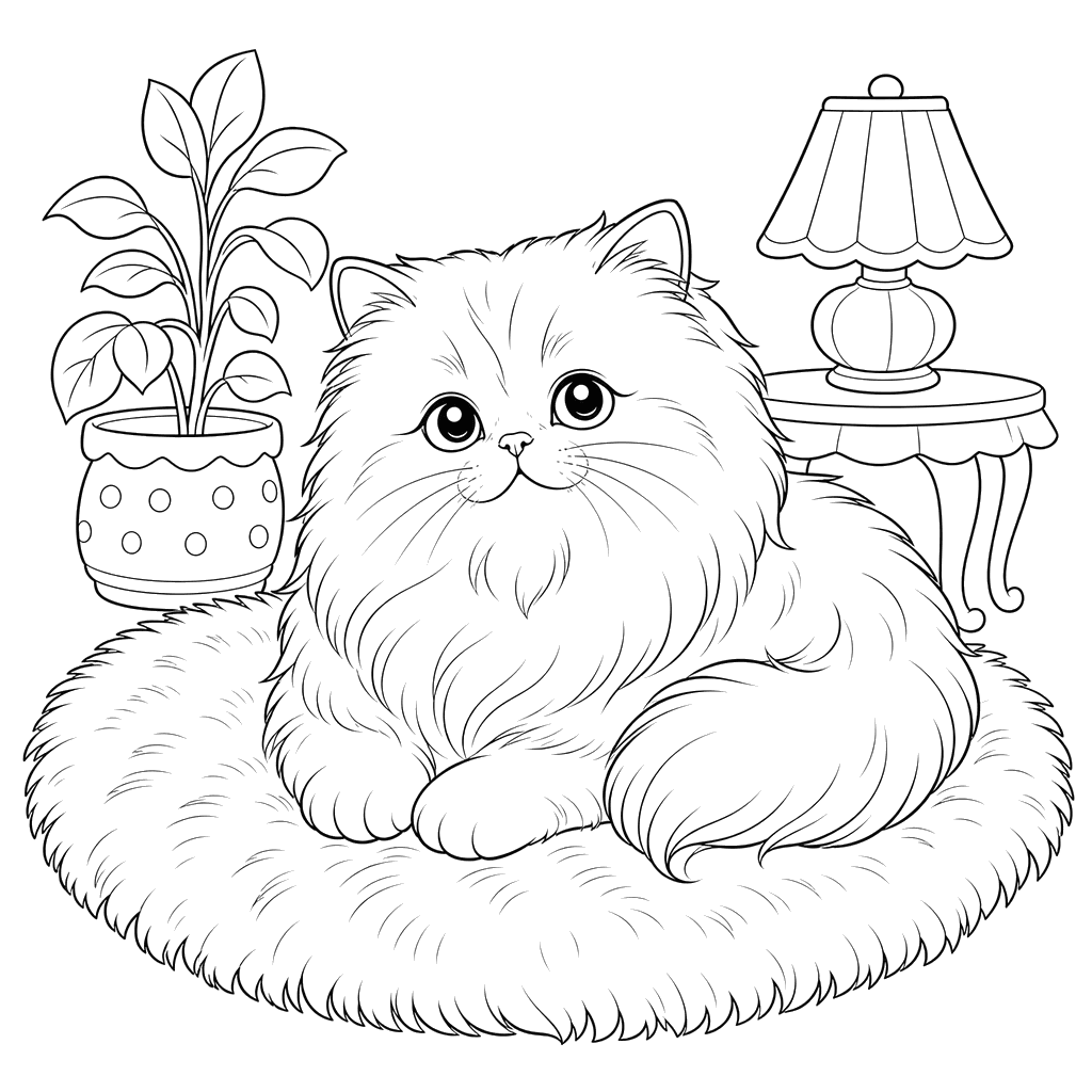 Persian Cat on a Fluffy Rug