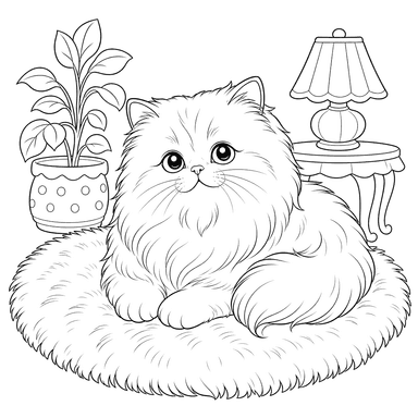 Persian Cat on a Fluffy Rug