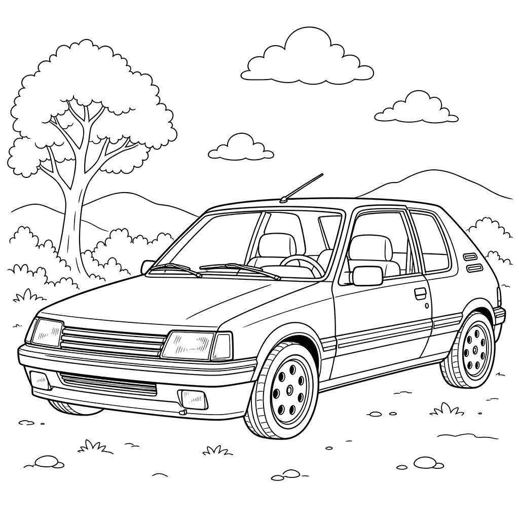 Peugeot 205 GTi Coloring Page