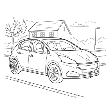 Peugeot 208 Car Coloring Page