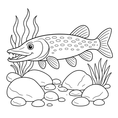 Pike Among Shore Rocks