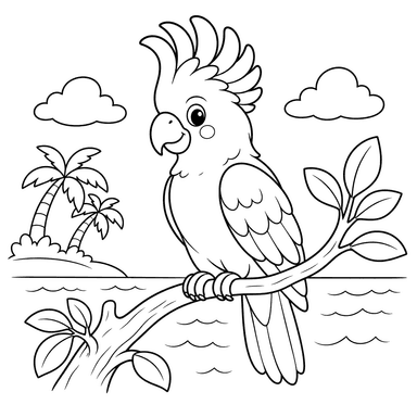 Pink Cockatoo Coloring Page