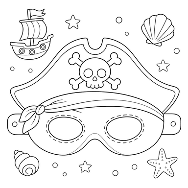 Pirate Mask Coloring Page