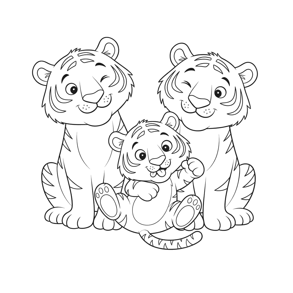 Playful Tiger Cub Chasing Its Tail Coloring Page
