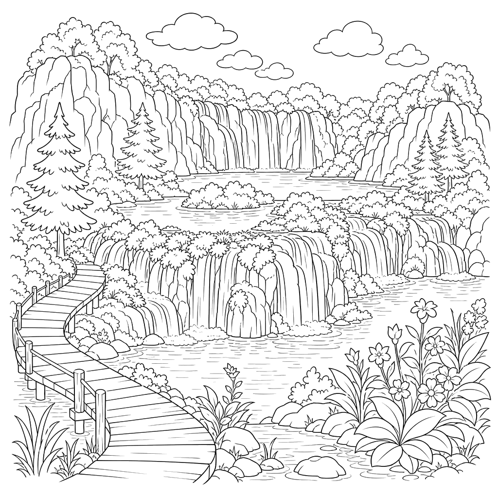 Plitvice Lakes Croatia Coloring Page