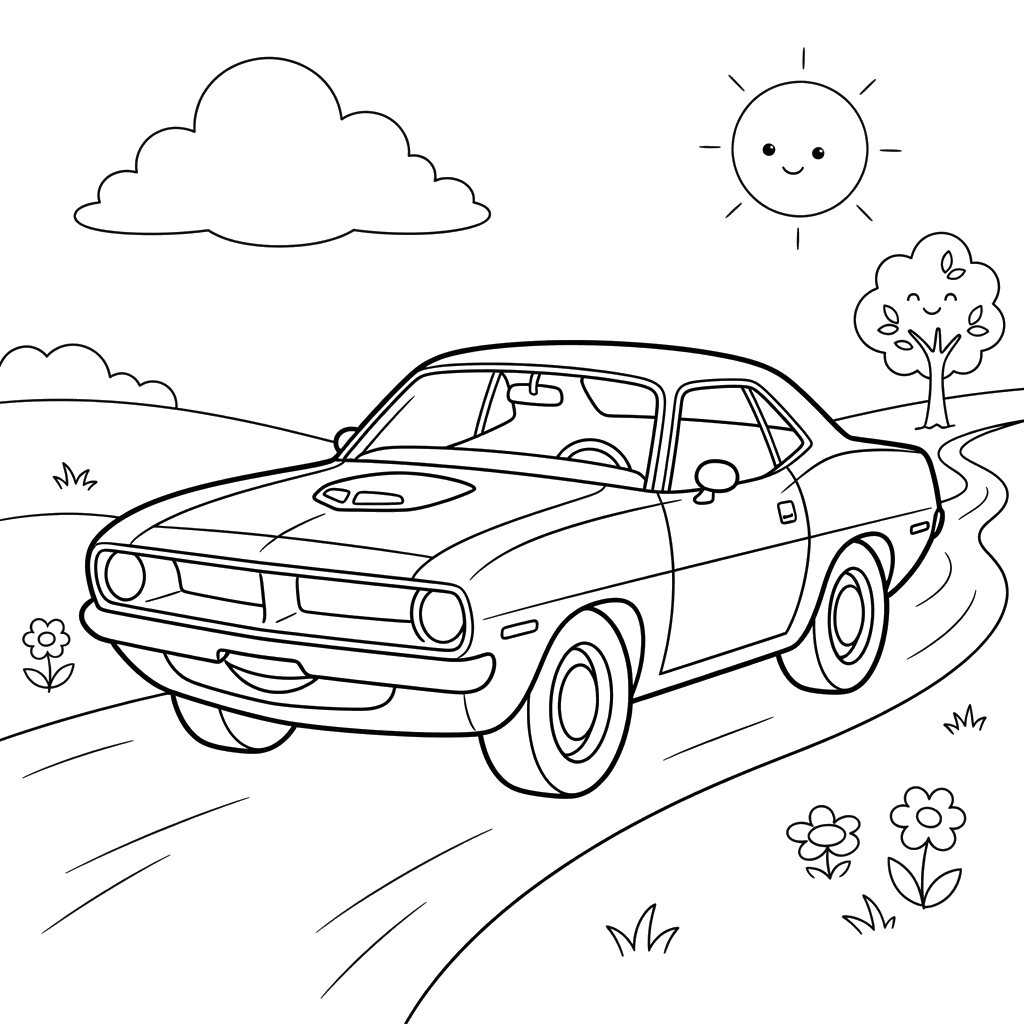 Plymouth Barracuda Classic Car Coloring Page
